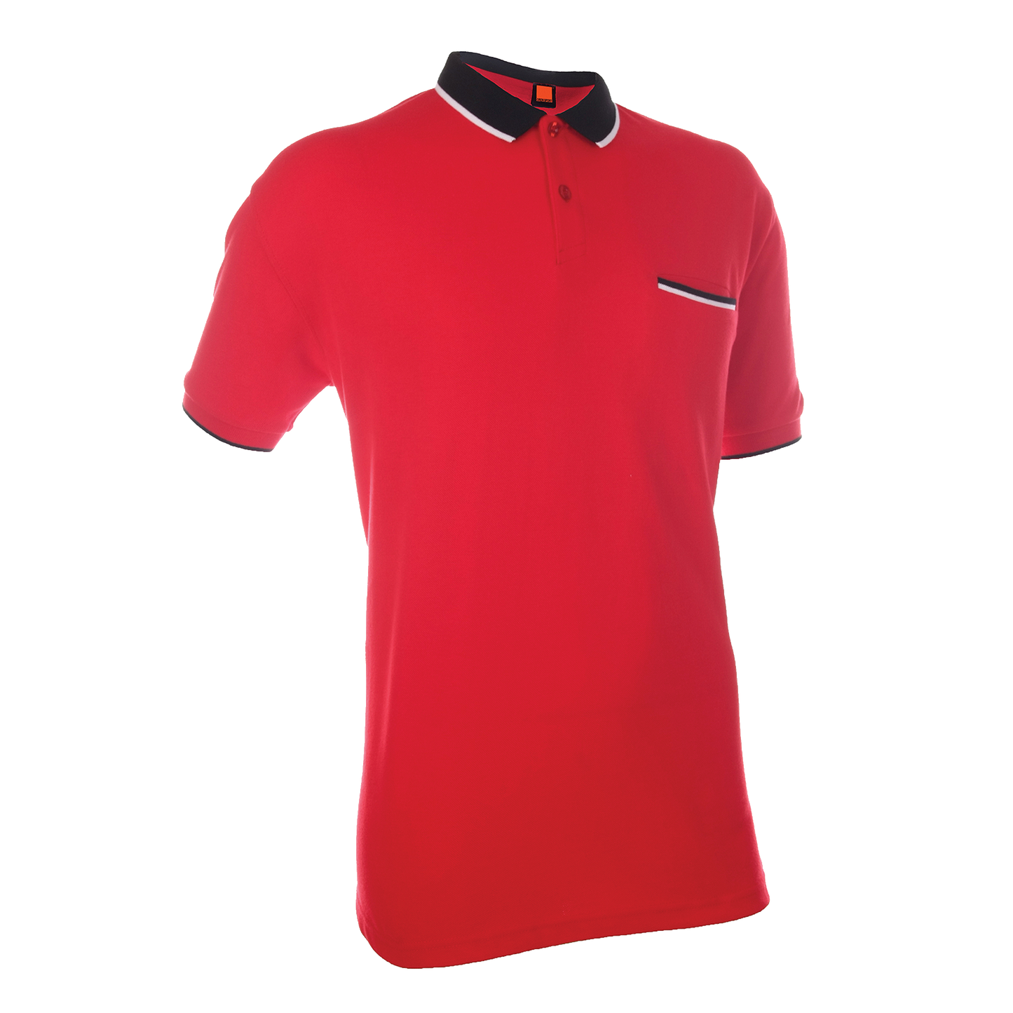 Honeycomb Tipped Collar Polo Shirt with Hidden Pocket - Red