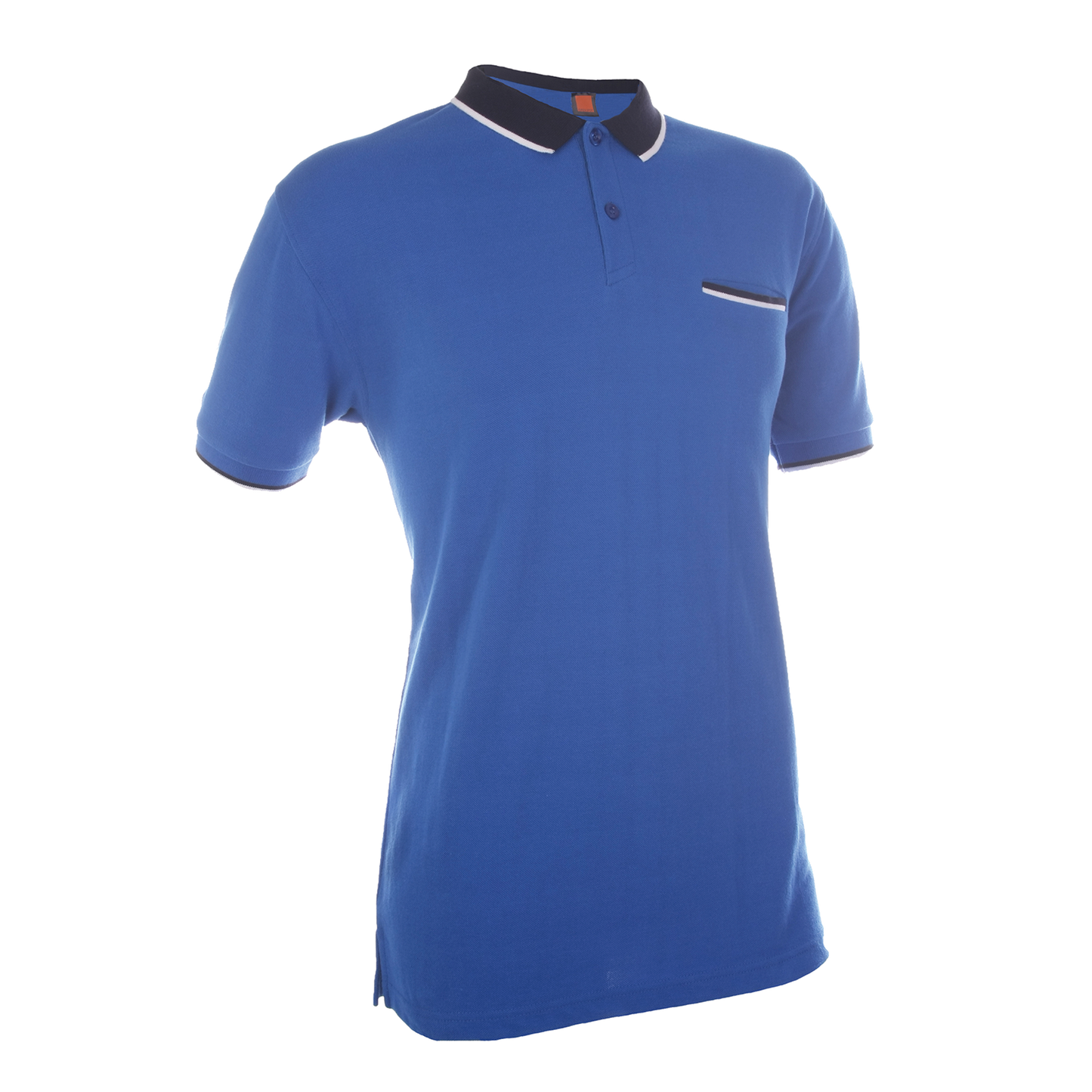 Honeycomb Tipped Collar Polo Shirt with Hidden Pocket - Royal Blue