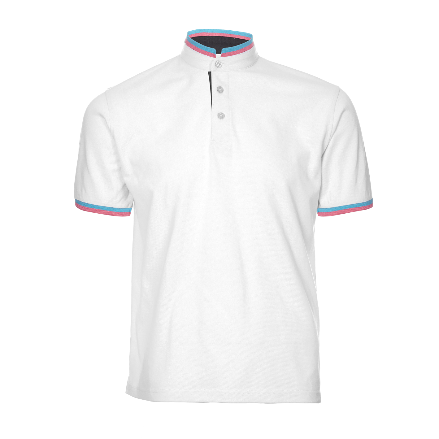 Honeycomb Stand Collar Polo Shirt - White
