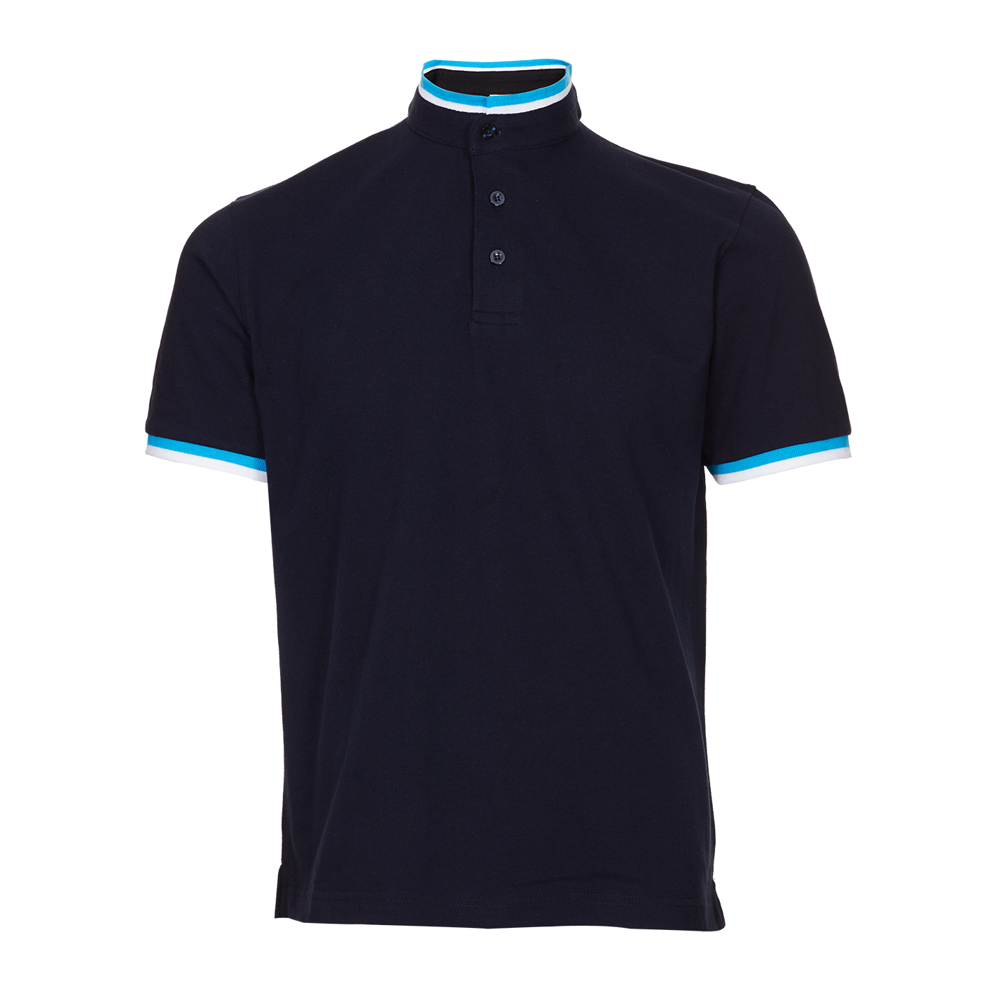 Honeycomb Stand Collar Polo Shirt - Navy