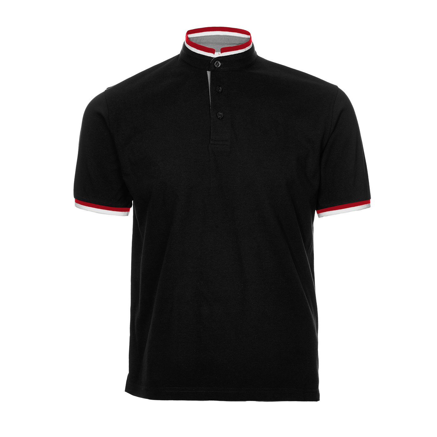 Honeycomb Stand Collar Polo Shirt - Black