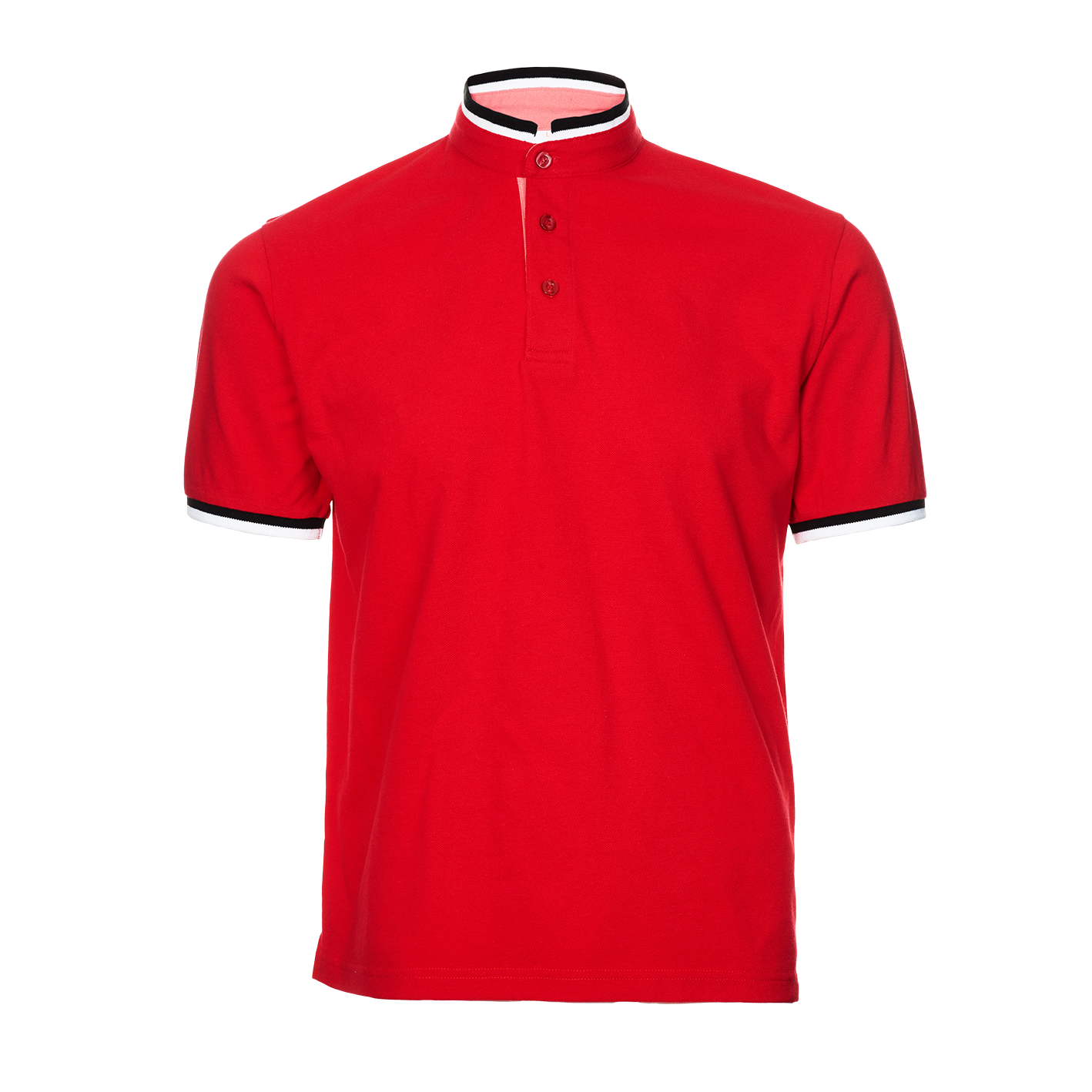 Honeycomb Stand Collar Polo Shirt - Red