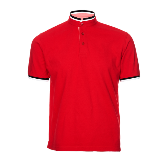 Honeycomb Stand Collar Polo Shirt - Red