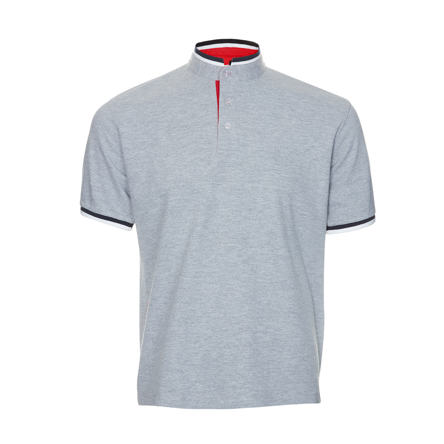 Honeycomb Stand Collar Polo Shirt - Ash Grey