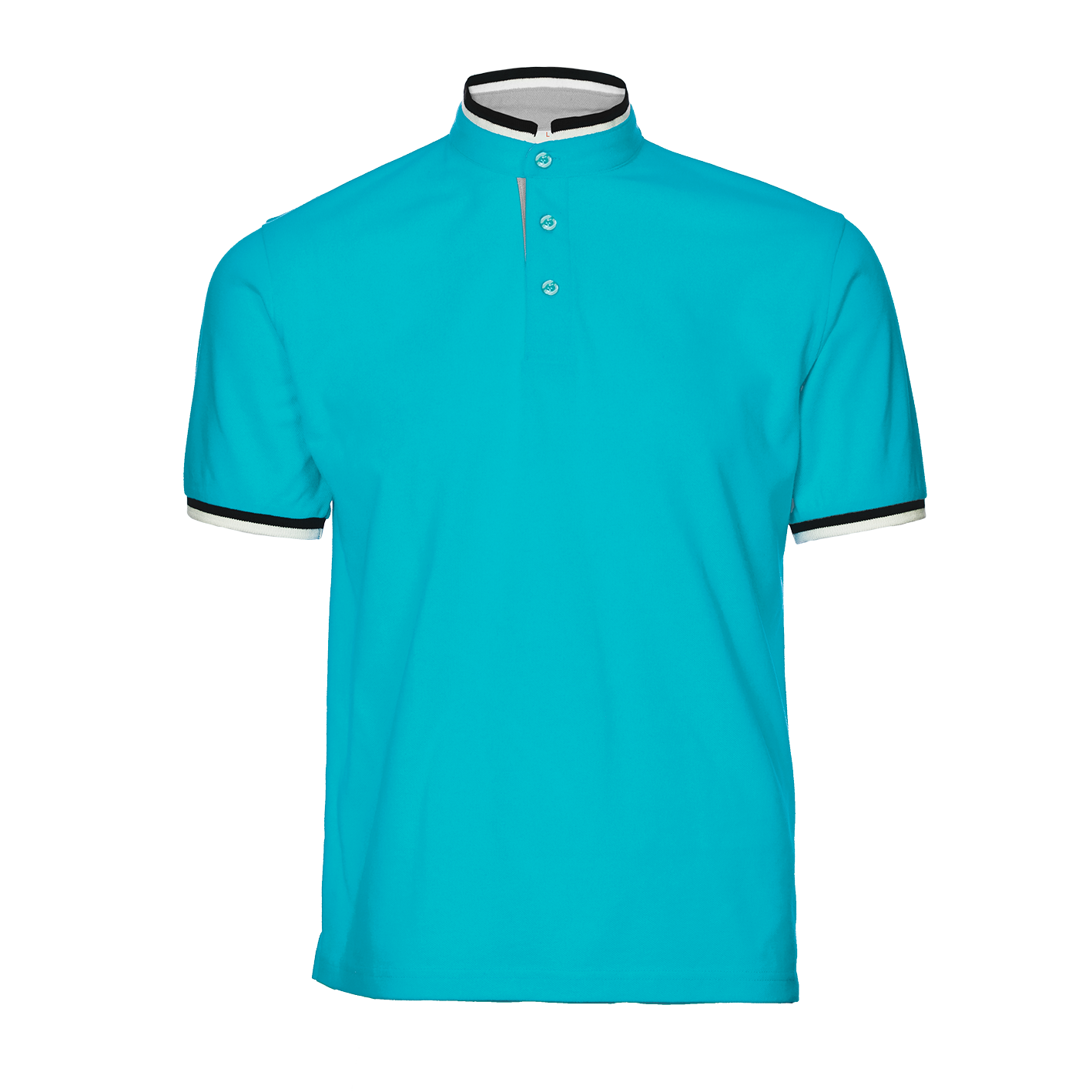 Honeycomb Stand Collar Polo Shirt - Turquoise