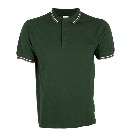 Honeycomb Tipped Collar Polo Shirt - Forest Green