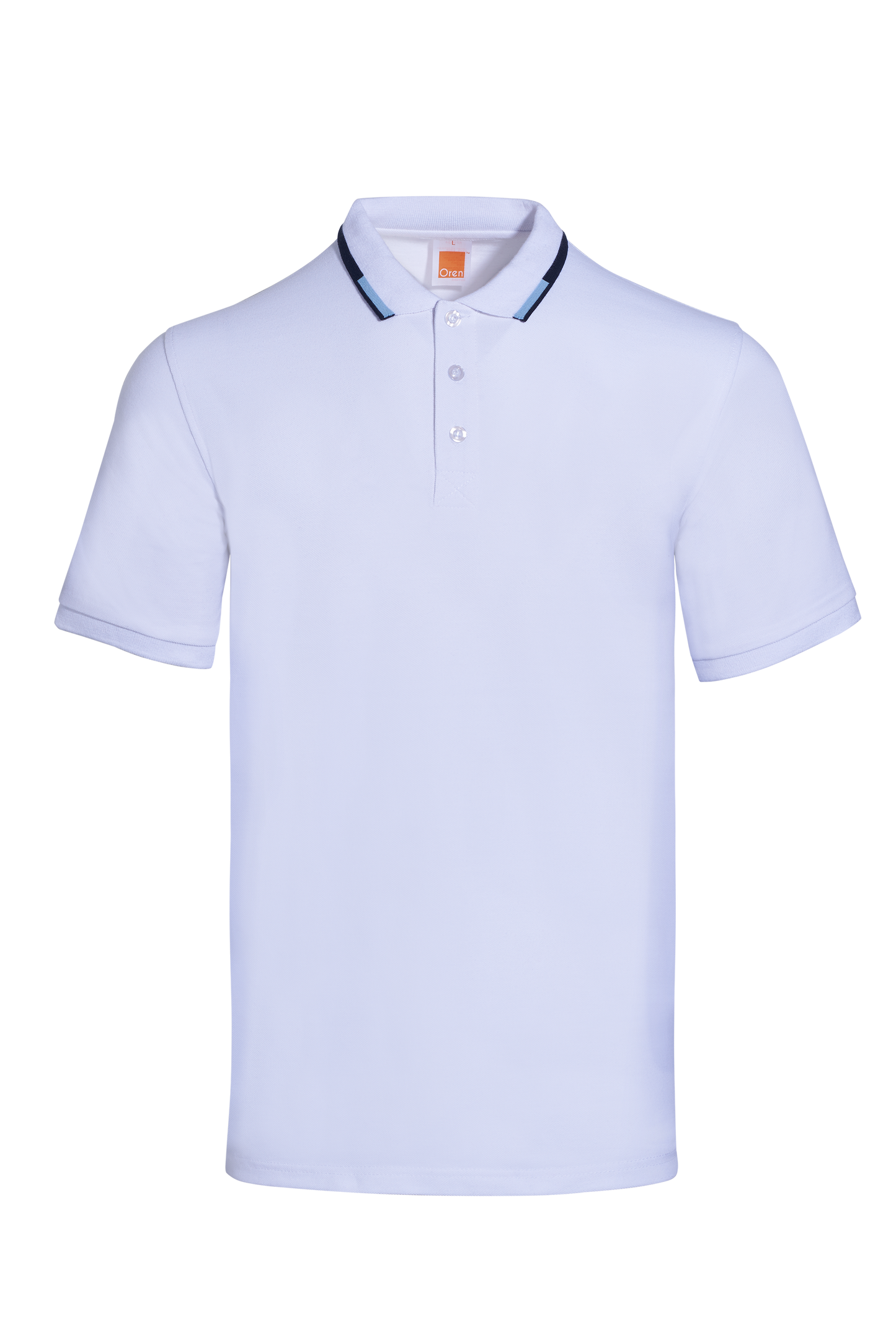 Honeycomb Colour Block Polo Shirt - White / Navy / Light Blue