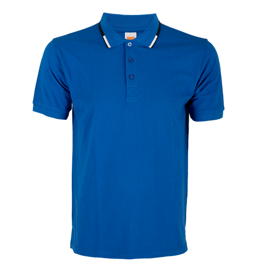 Honeycomb Colour Block Polo Shirt - Royal / Navy / White