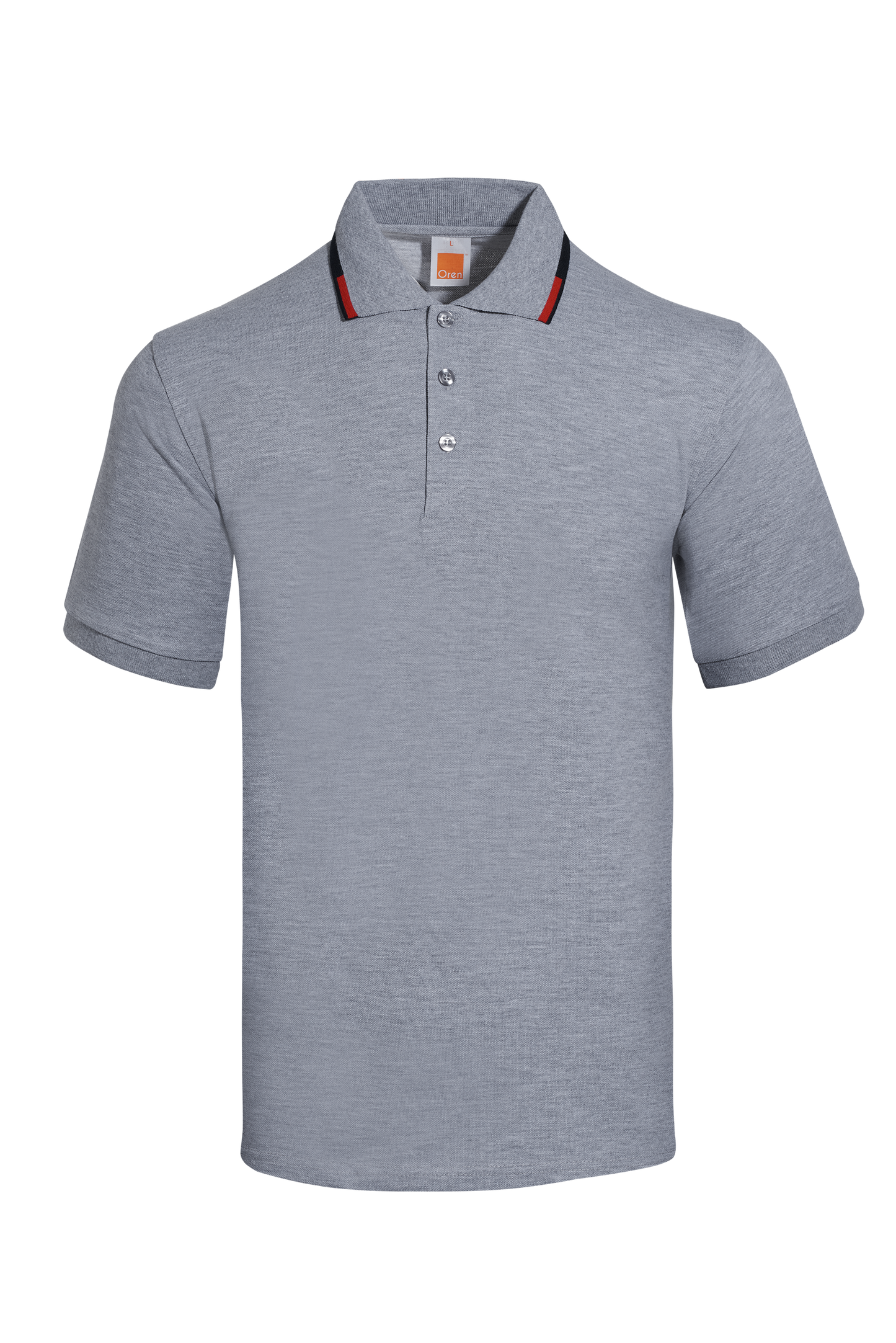 Honeycomb Colour Block Polo Shirt - Ash Grey / Navy / Red