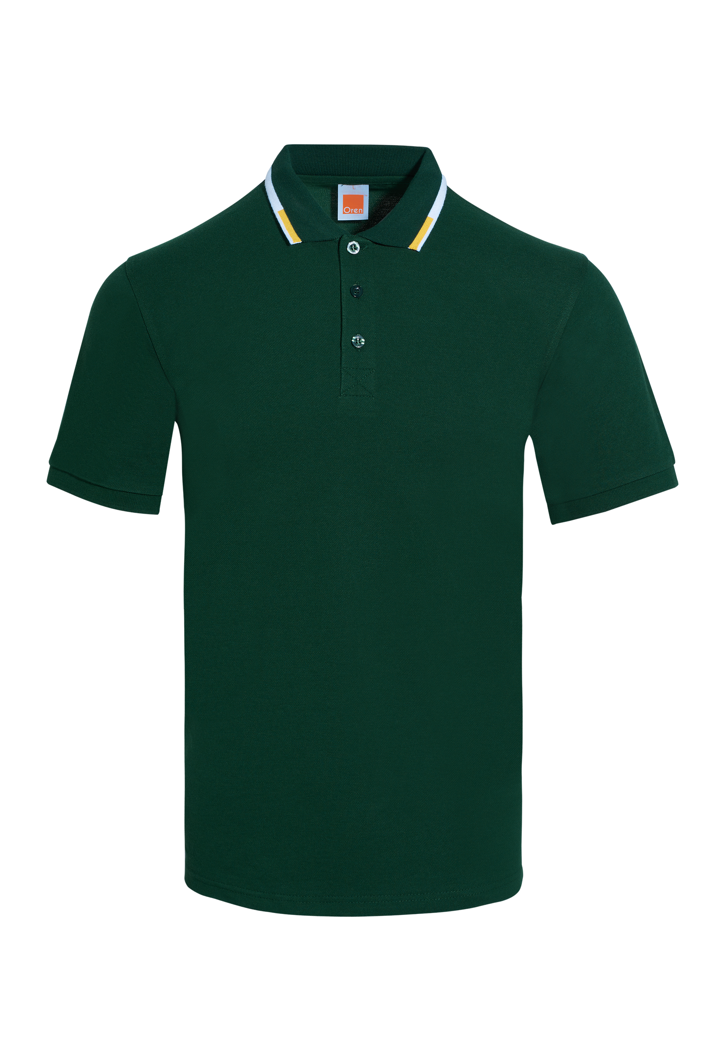 Honeycomb Colour Block Polo Shirt - Forest Green / White / Golden Yellow