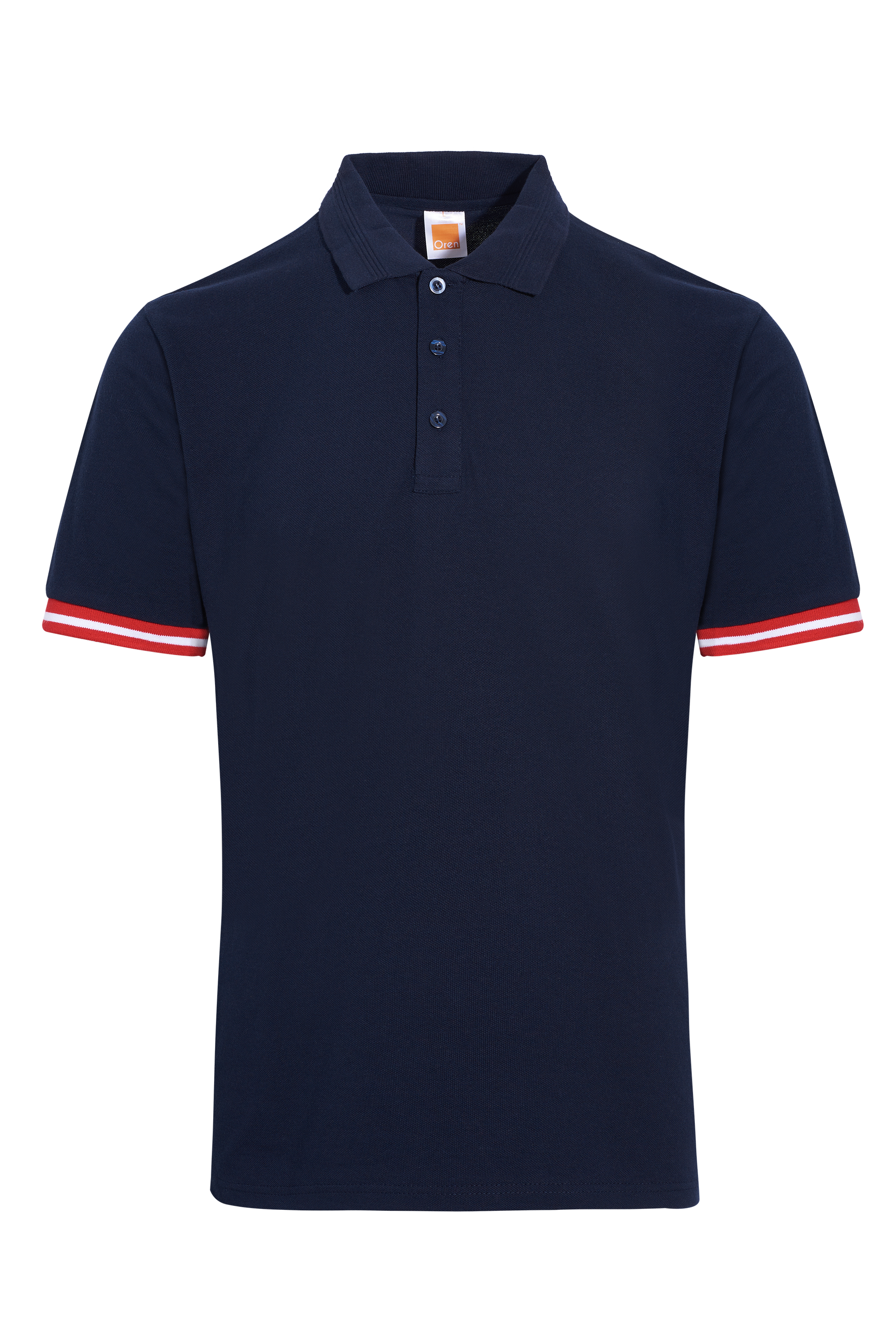 Honeycomb Colour Block Polo Shirt (Slim Variant) - Navy / Red / White