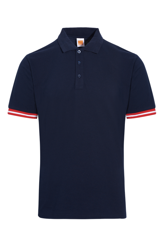 Honeycomb Colour Block Polo Shirt (Slim Variant) - Navy / Red / White
