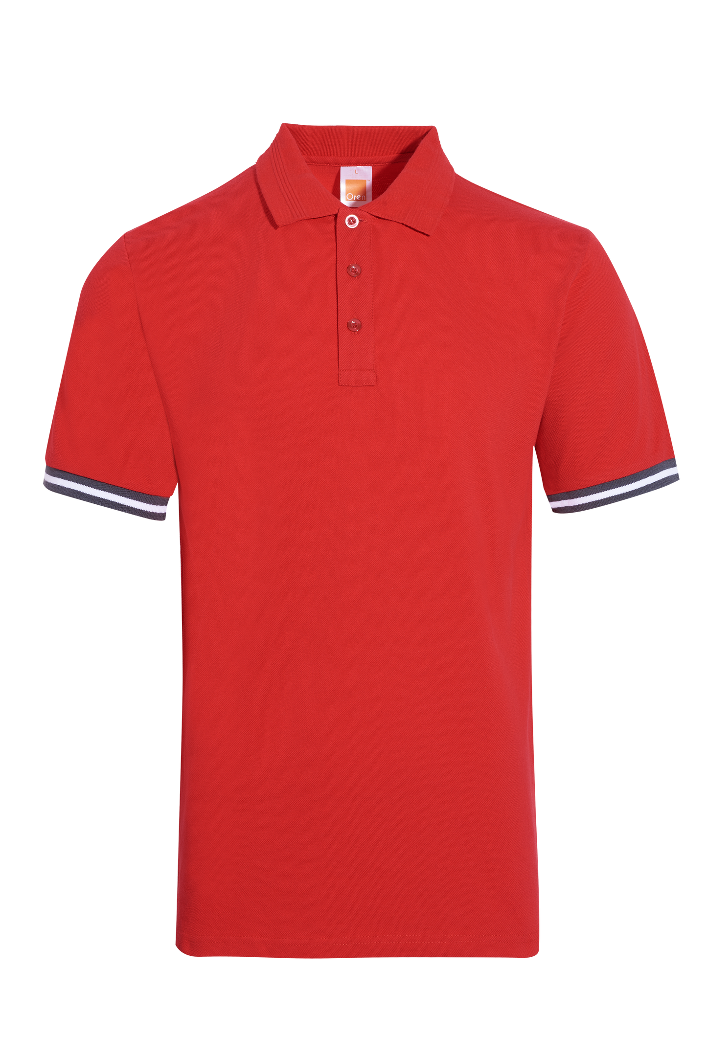 Honeycomb Colour Block Polo Shirt (Slim Variant) - Red / Dark Grey / White