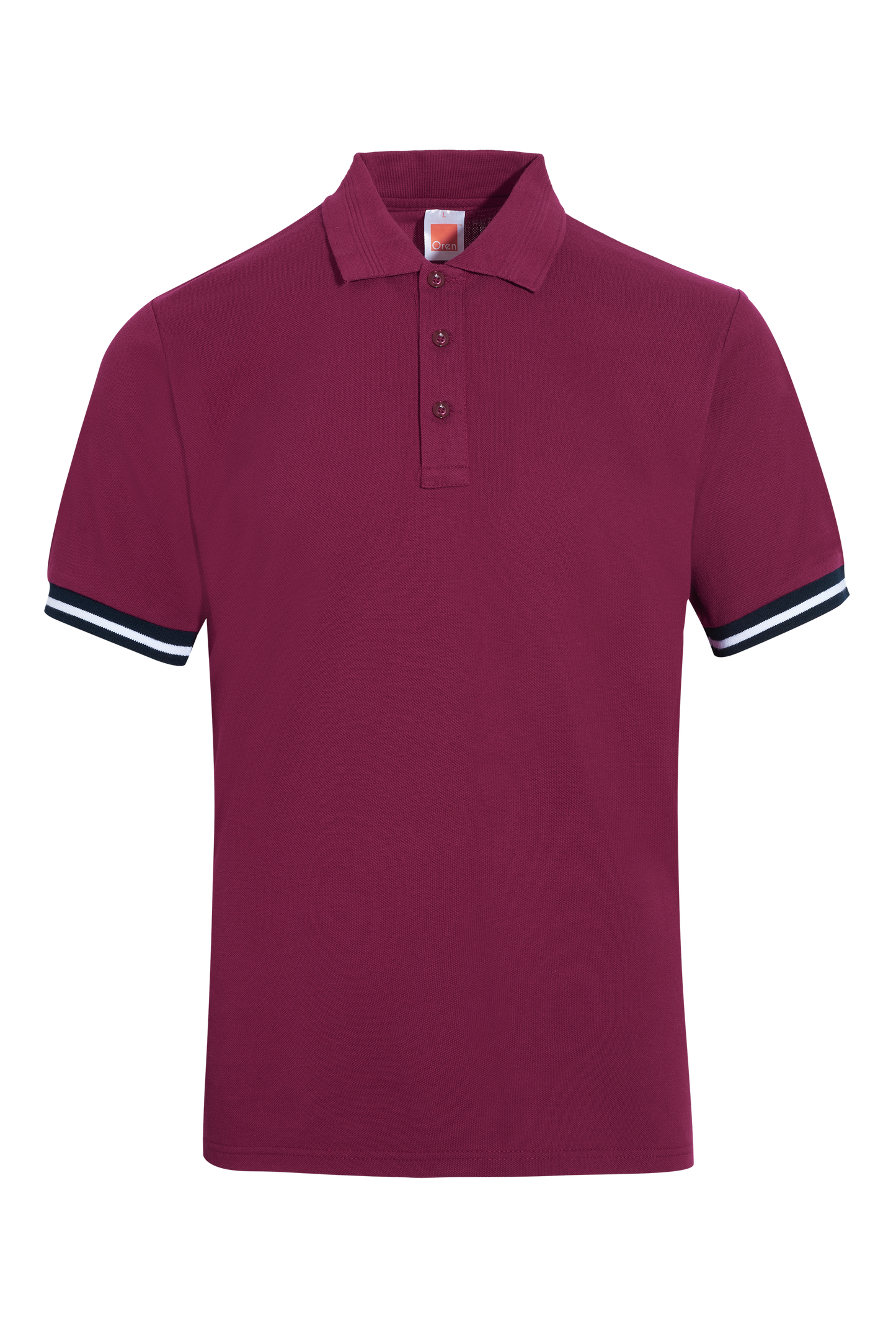Honeycomb Colour Block Polo Shirt (Slim Variant) - Maroon / Navy / White