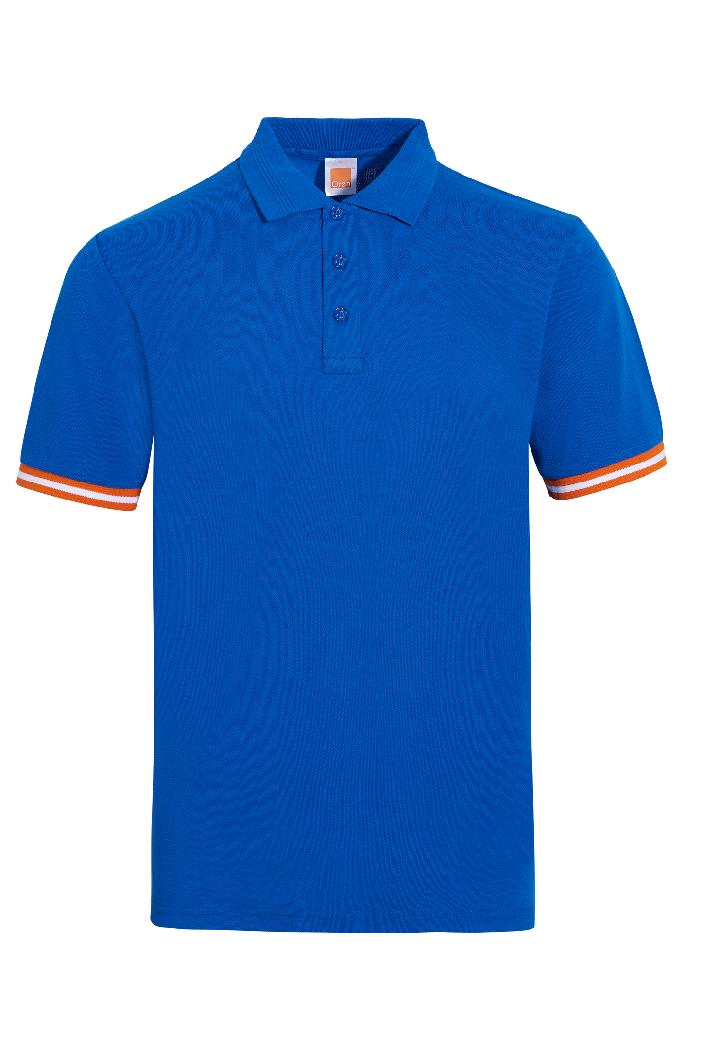 Honeycomb Colour Block Polo Shirt (Slim Variant) - Royal / Orange / White