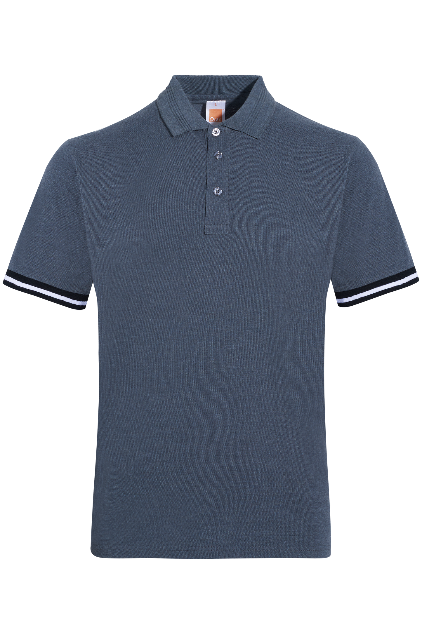 Honeycomb Colour Block Polo Shirt (Slim Variant) - Dark Grey Melange / Black / White