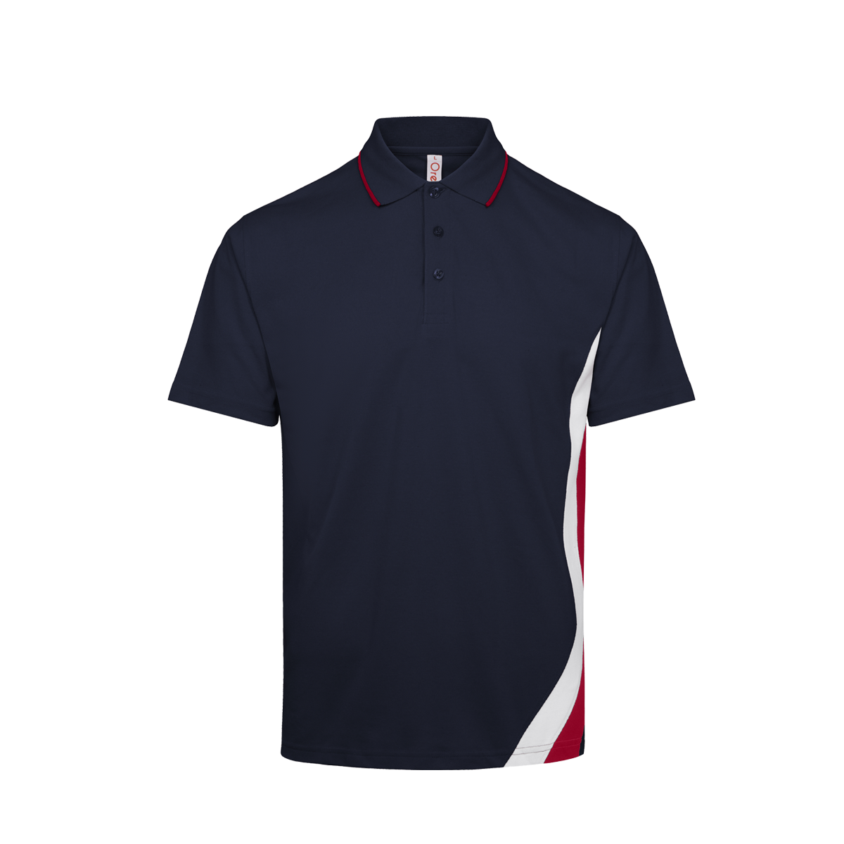 Honeycomb Cut & Sew Colour Block Polo Shirt - Navy / Red / White