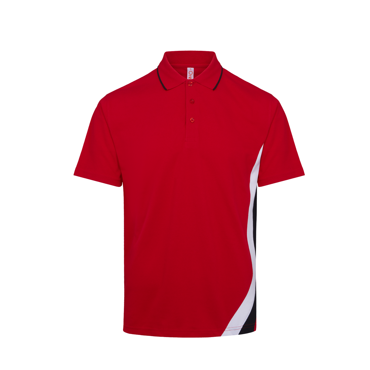 Honeycomb Cut & Sew Colour Block Polo Shirt - Red / Black / White