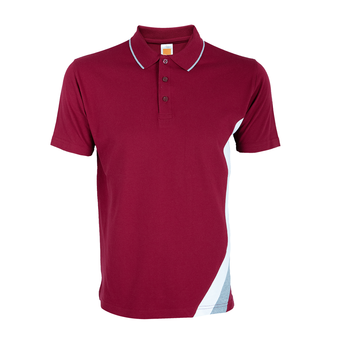 Honeycomb Cut & Sew Colour Block Polo Shirt - Maroon / Ash Grey / White