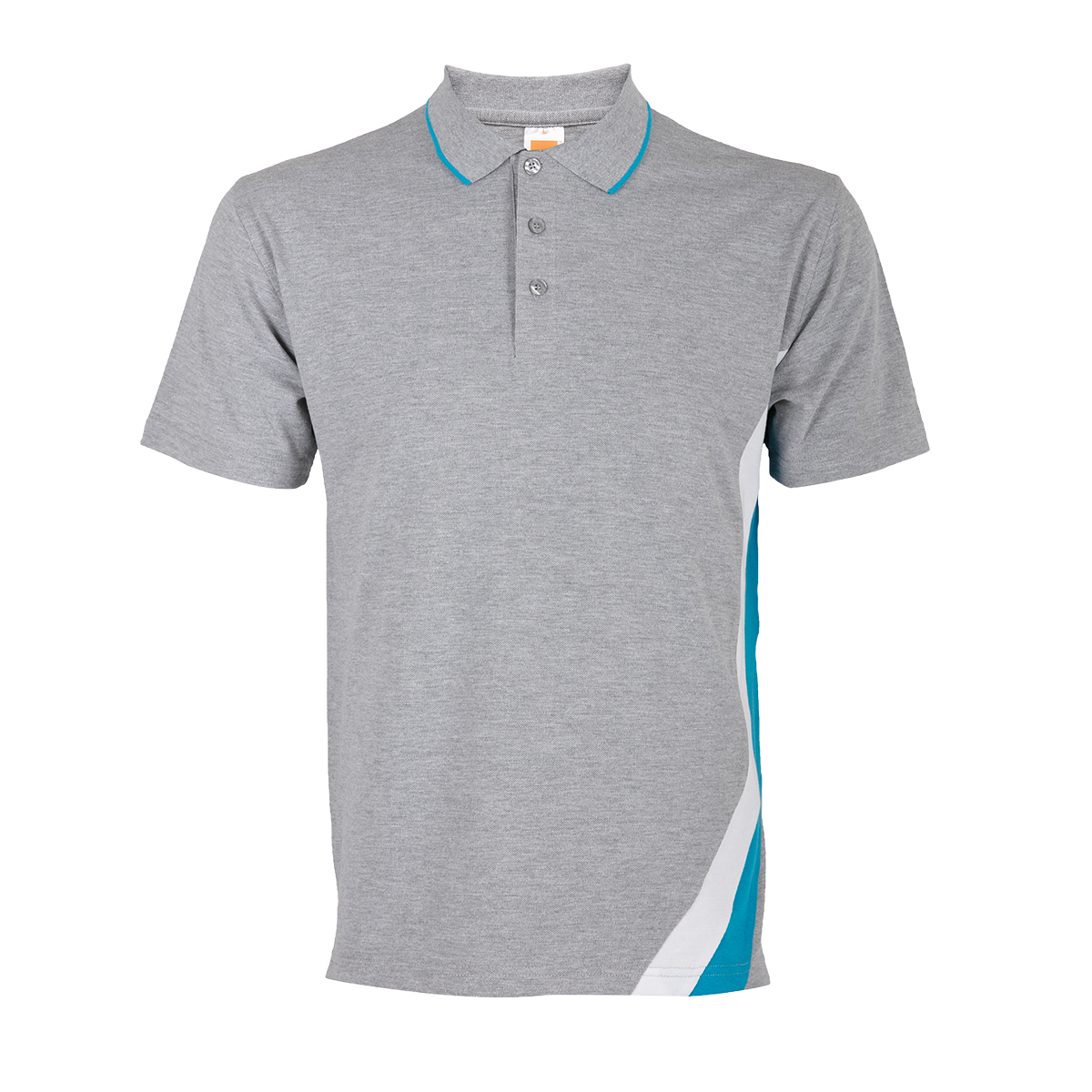 Honeycomb Cut & Sew Colour Block Polo Shirt - Ash Grey / Sea Blue / White