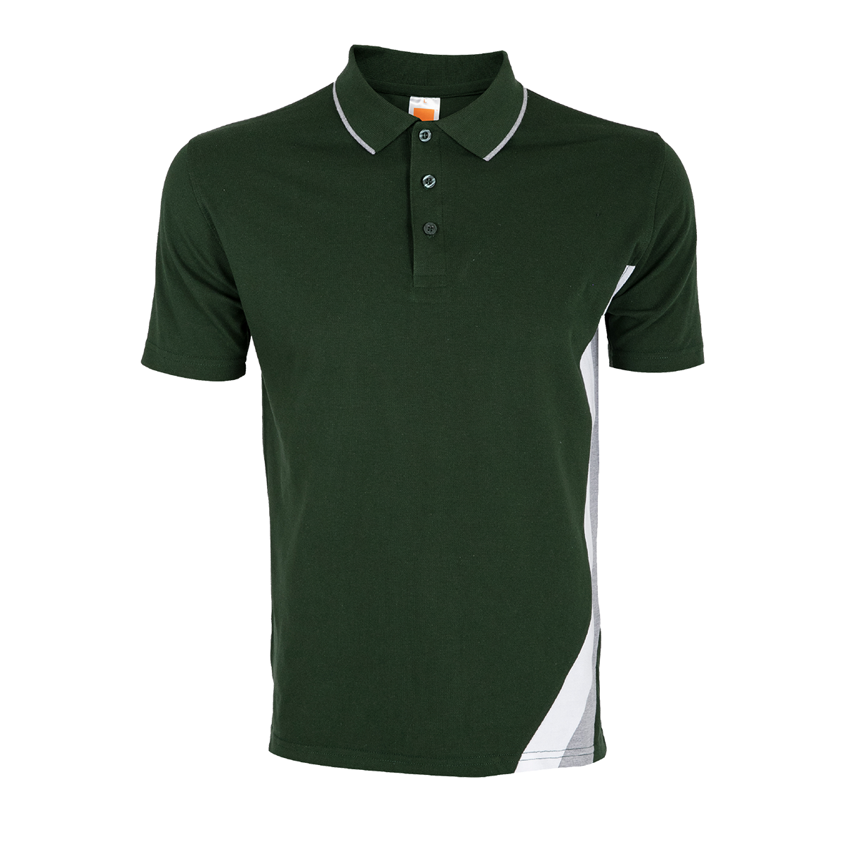 Honeycomb Cut & Sew Colour Block Polo Shirt - Forest Green / Ash Grey / White