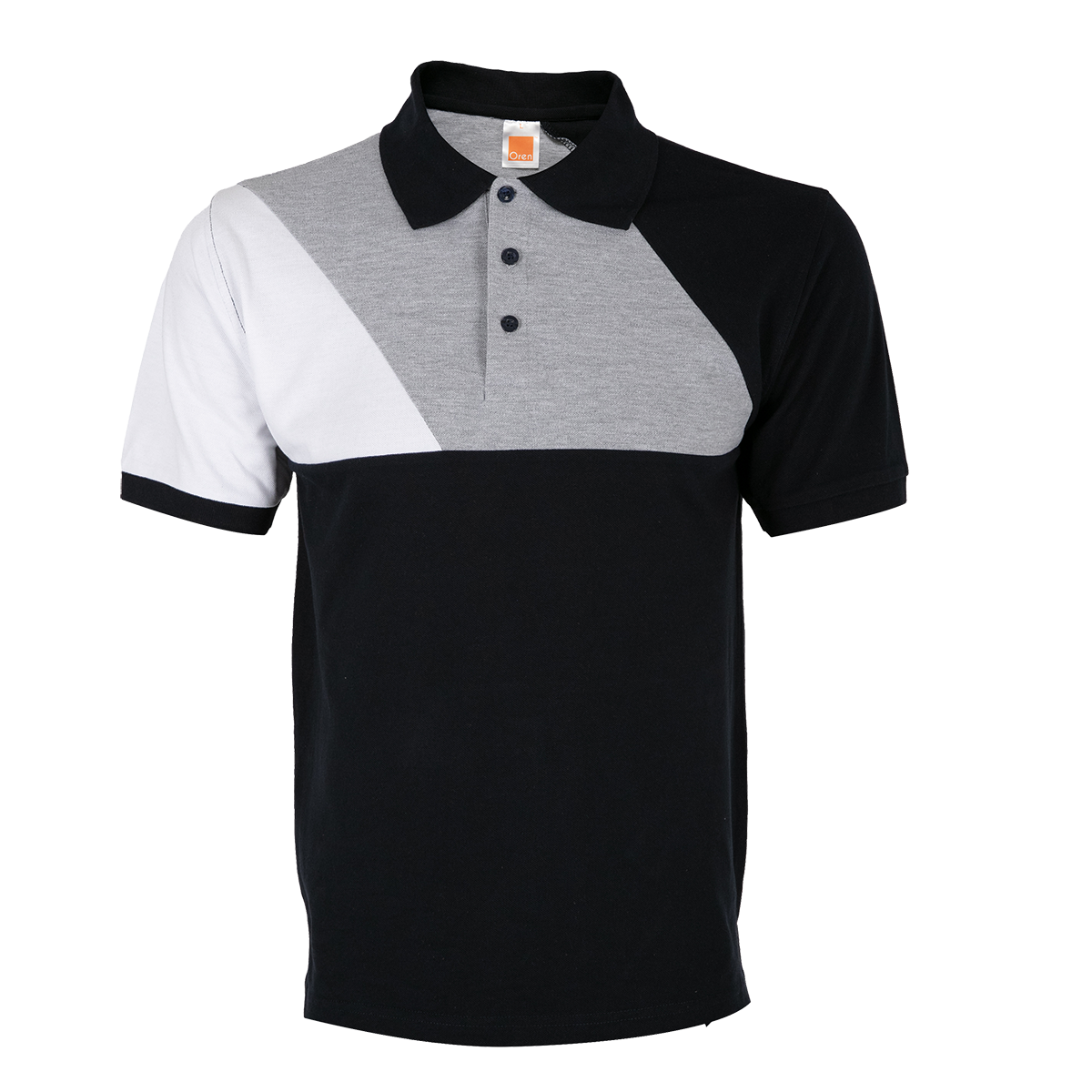 Honeycomb Cut & Sew Colour Block Polo Shirt (Premium) - Navy / Ash Grey / White