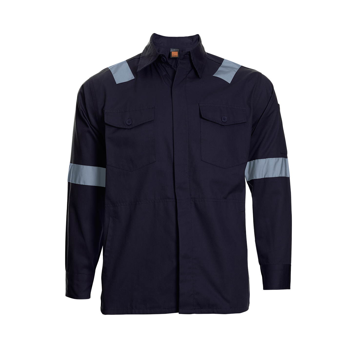 Cotton Work Jacket with Reflective Tape - Navy