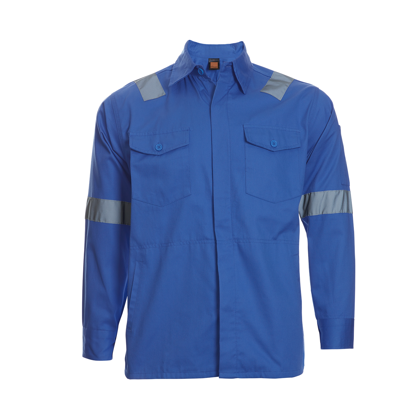 Cotton Work Jacket with Reflective Tape - Light Blue