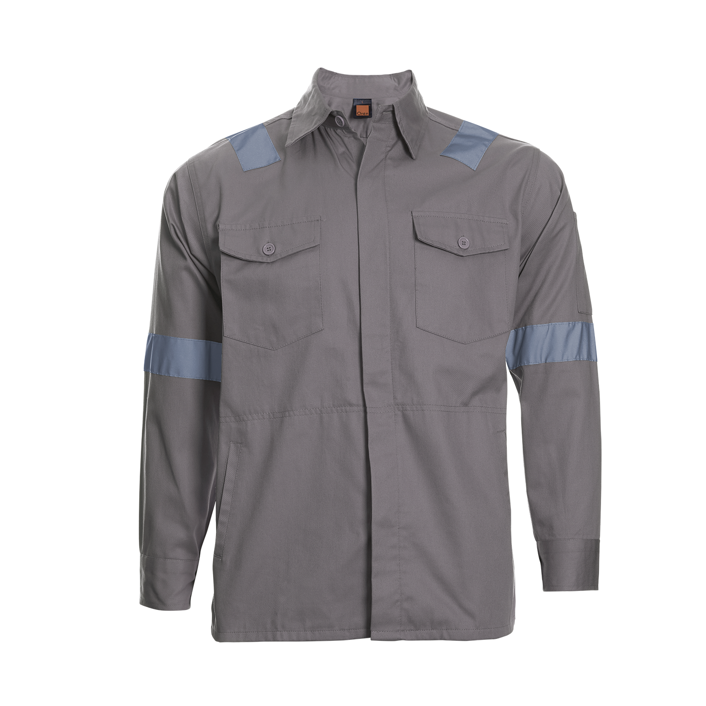 Cotton Work Jacket with Reflective Tape - Dark Grey