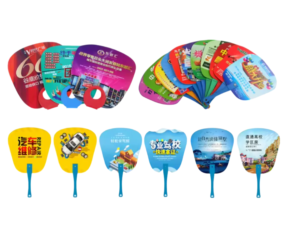 Multiple plastic handheld fan with various printing layout display 
