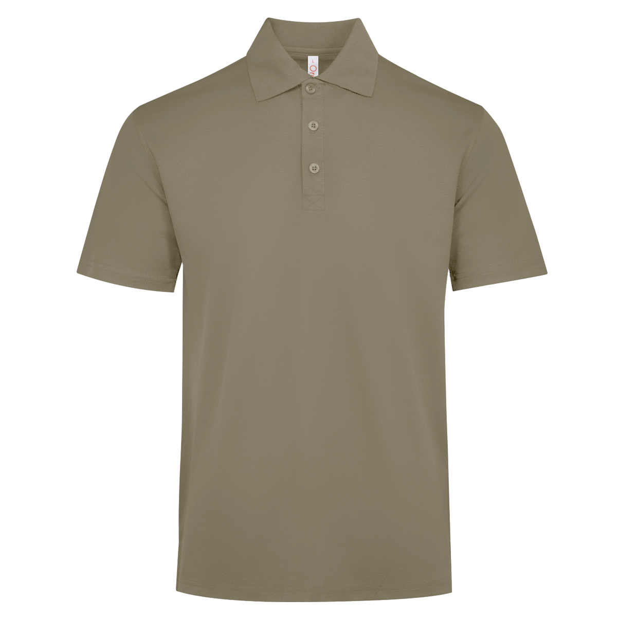 Soft grey Nova Microfibre Dry Polo shirt with a collar and short sleeves, displayed on a hanger.