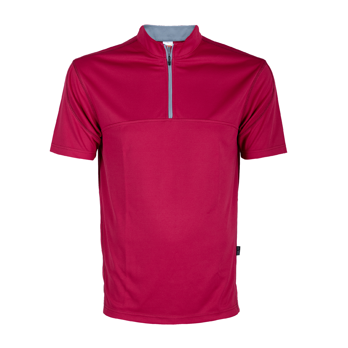 Volt Microfibre Zipper Dry Tee - Maroon / Grey