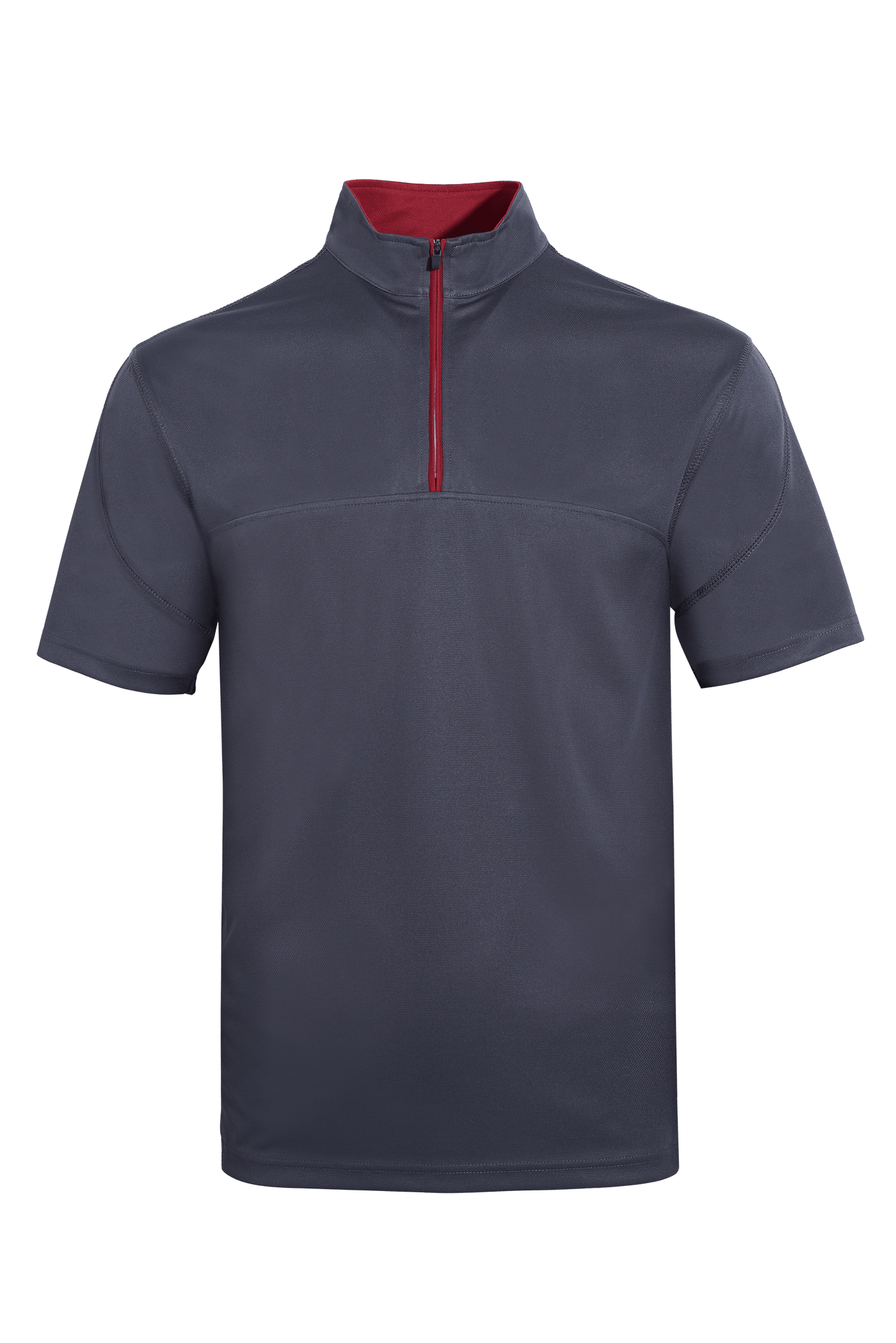 Volt Microfibre Zipper Dry Tee - Dark Grey / Maroon
