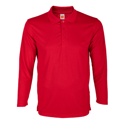 Nova Microfibre Long Sleeve Dry Polo - Red