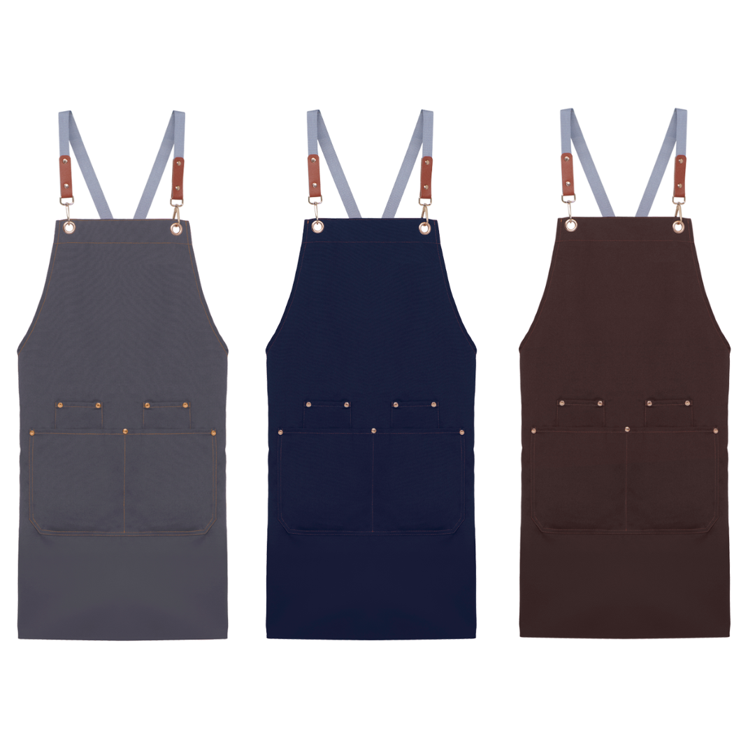 Plain canvas aprons ideal for event branding and promotional giveaways.
