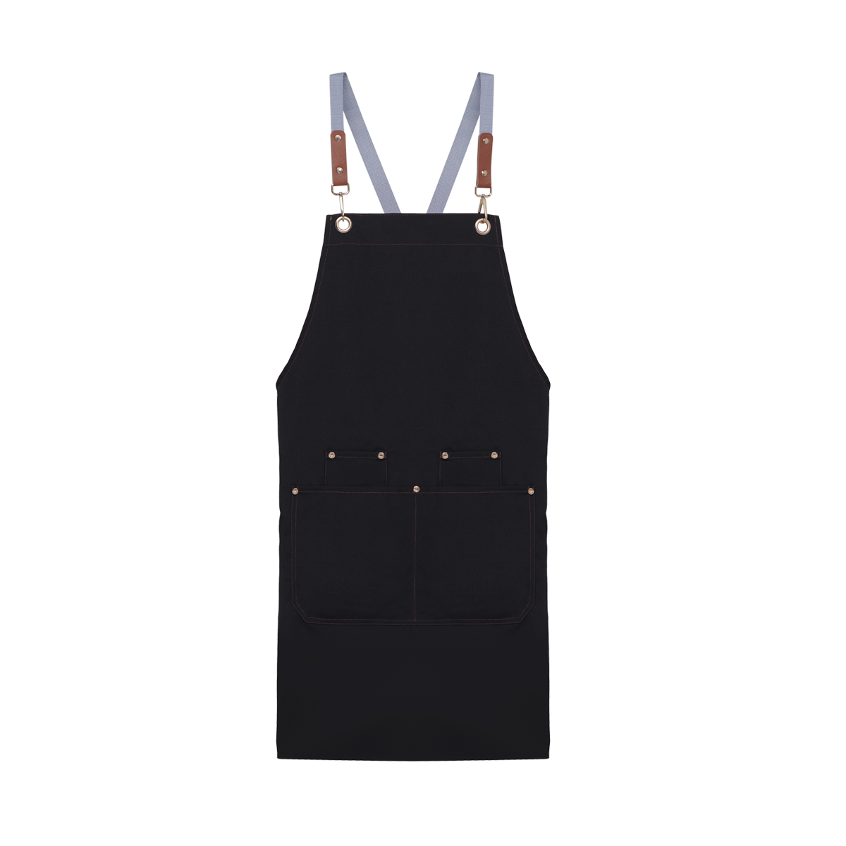 Premium black canvas apron for corporate gifts, branding, and employee uniforms.