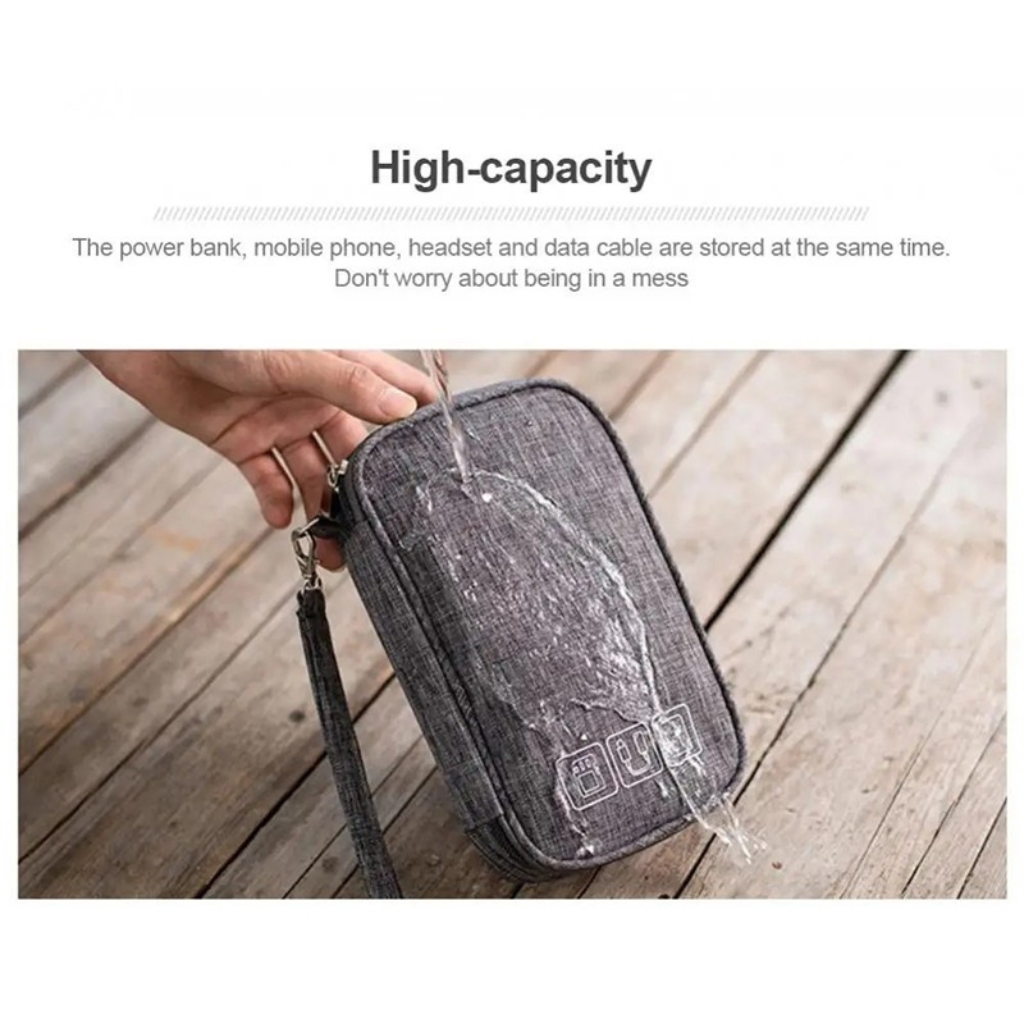 Corporate gifts: Spacious Small Tech Accessory Organiser Pouch, excellent custom corporate merchandise for practical and appreciated corporate swag, holding all essential tech accessories.