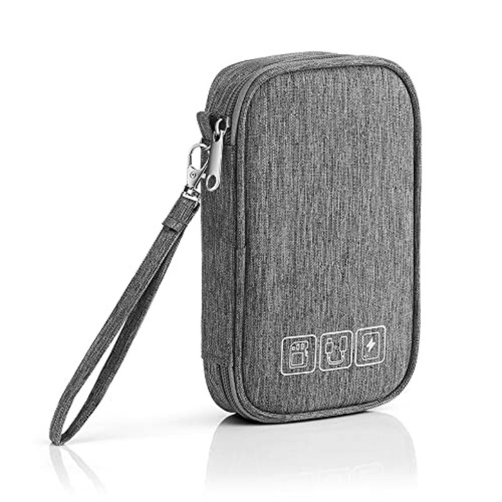 Corporate swag small tech accessory organiser pouch with custom logo print, perfect for keeping electronics tidy and promoting your brand.