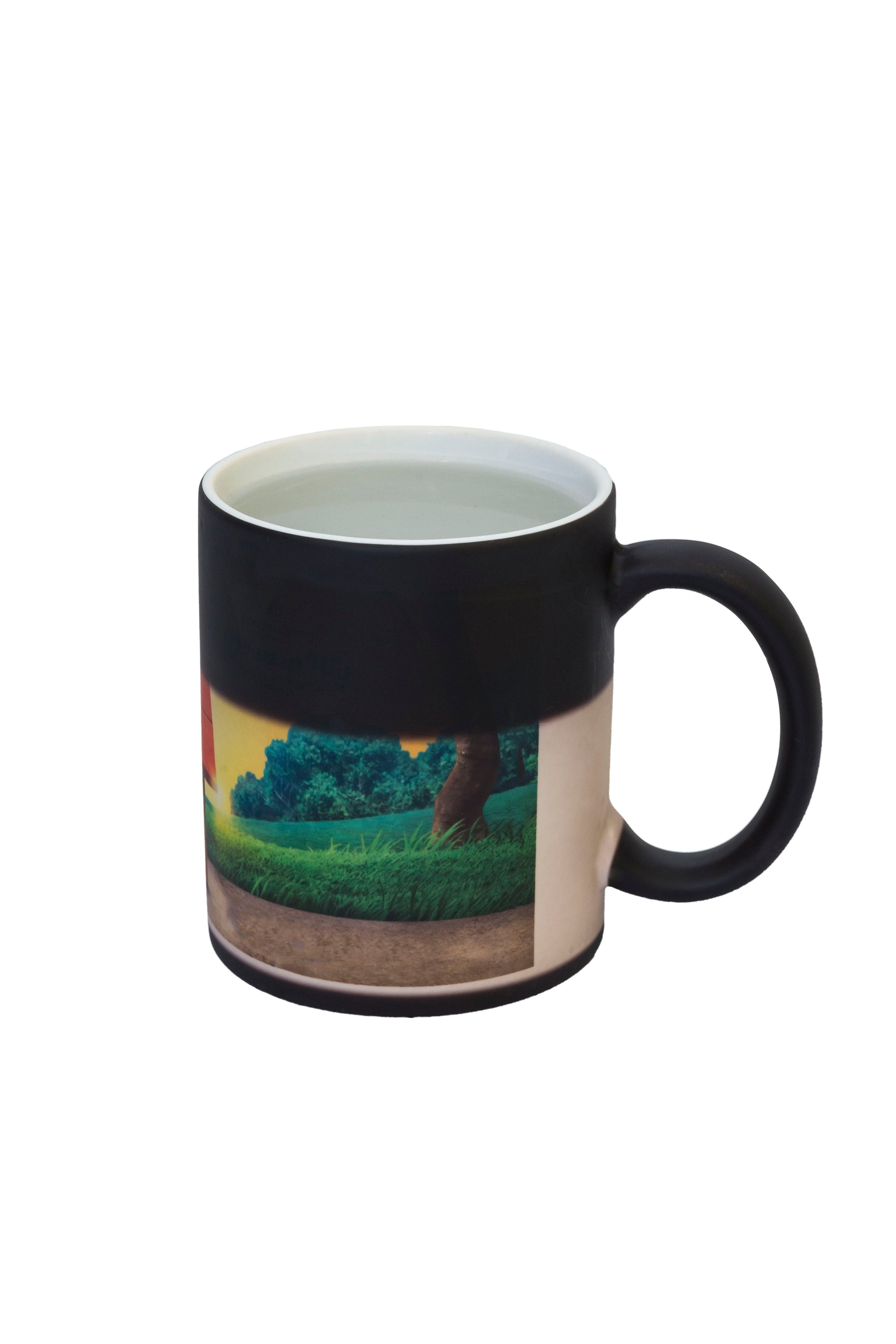 Corporate gift mug with a color changing design and customisable logo