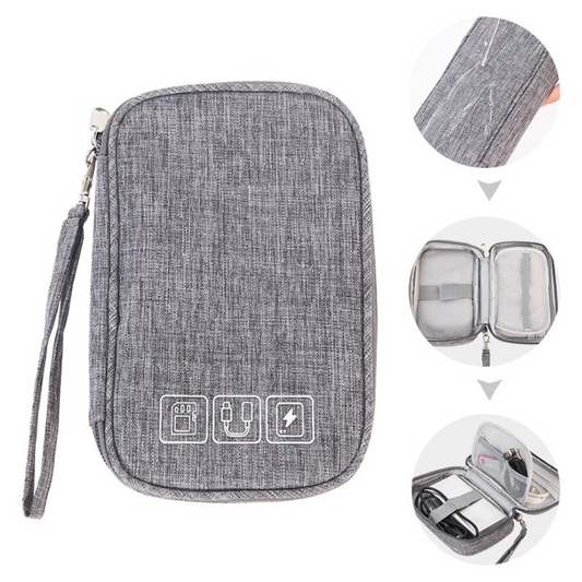 Custom corporate merchandise: Small Tech Accessory Organiser Pouch for corporate swag and corporate gifts, perfect for branding with your logo.