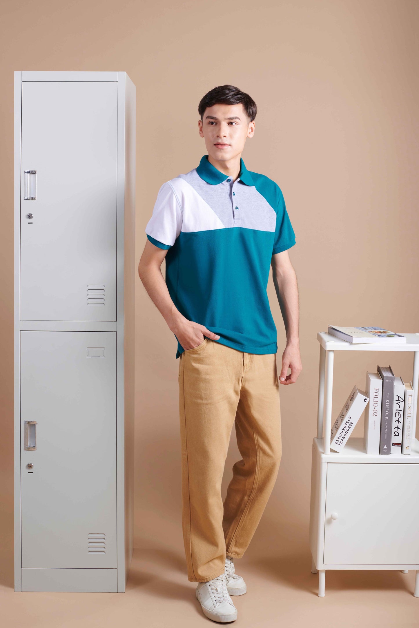 Honeycomb Cut & Sew Colour Block Polo Shirt (Premium) - gallery 1