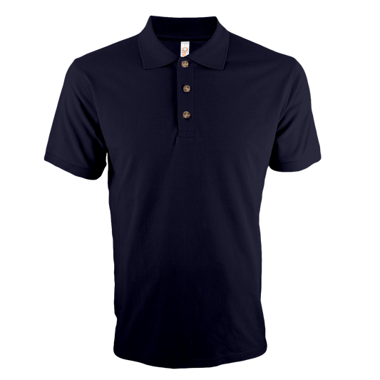 Wholesale Navy honeycomb polo shirts available for bulk orders. Ideal for impactful corporate swags and large-scale giveaways.