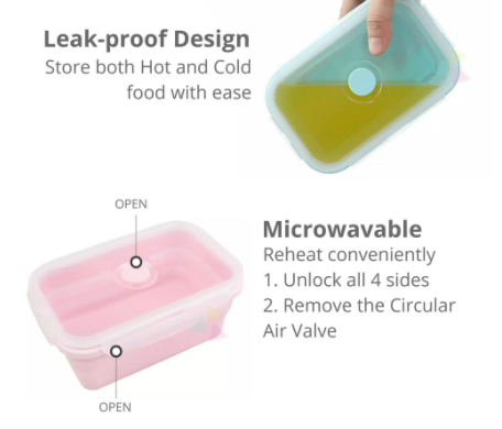 Afia Microwave Safe Collapsible Silicone Lunch Box